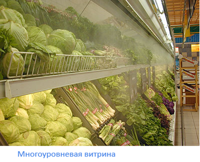 витрина с системой увлажнения овощей